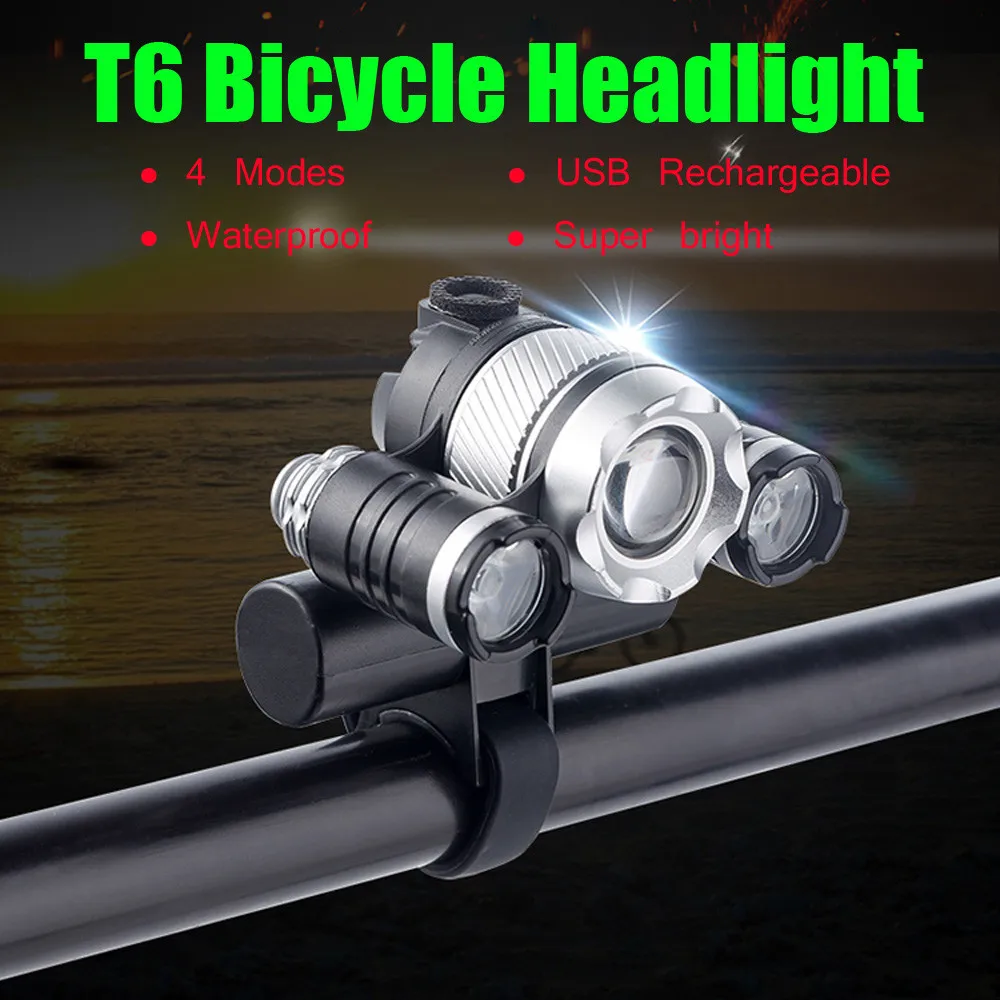 Flash Deal ISHOWTIENDA Flashlight For Bicycle USB Rechargeable XML T6 LED Bike Light Front Cycling Light Head Lamp Bicycle Accessories 1