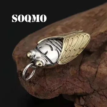 

SOQMO 925 Sterling Silver Retro Cicada Eagle Pendant Necklace for Men Women Vintage Punk Personality Silver Pendant Jewelry