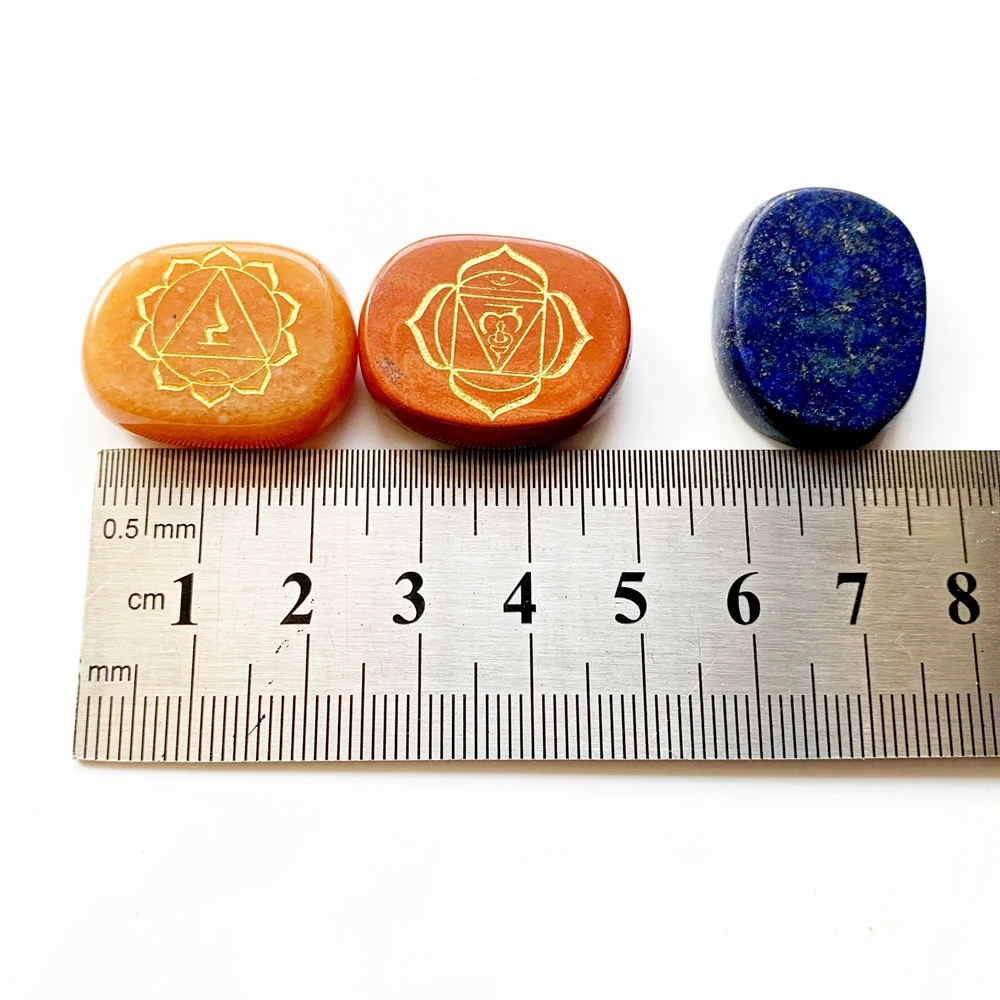 Bhuann Natural Crystals Palm Stones Polished Pendant 7 Chakra Stones Set jewelry Accessories Making Diy Crystal Healing Stones