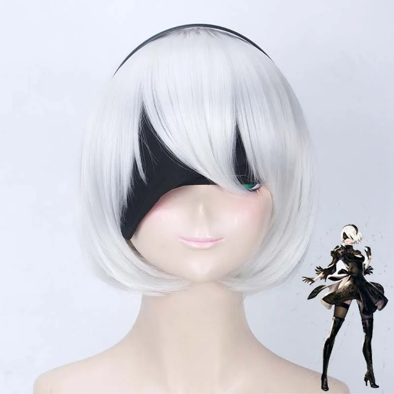 

High quality YoRHa No.2 Type B 2BYoRH 2A 9S 2B wig Cosplay Wig NieR:Automata Costume Play Wigs Costumes Hair +Wig Cap