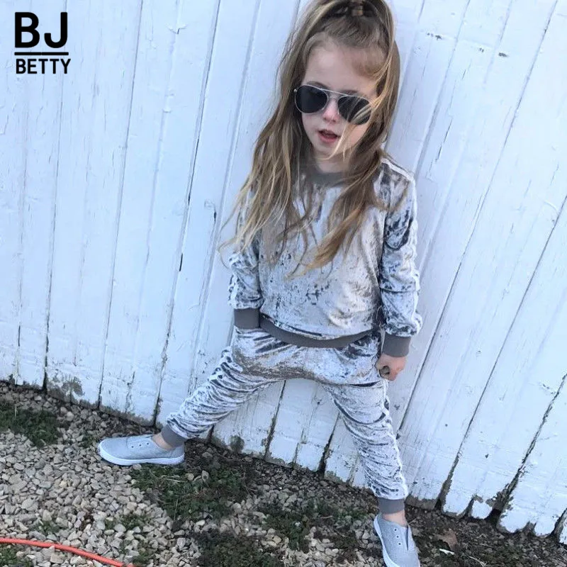 2021 Baby Girls Clothing Sets Kids Boys Tracksuits Diamond Velvet Sport Suit Spring Autumn Clothes Children Casual Set BB490 | Детская