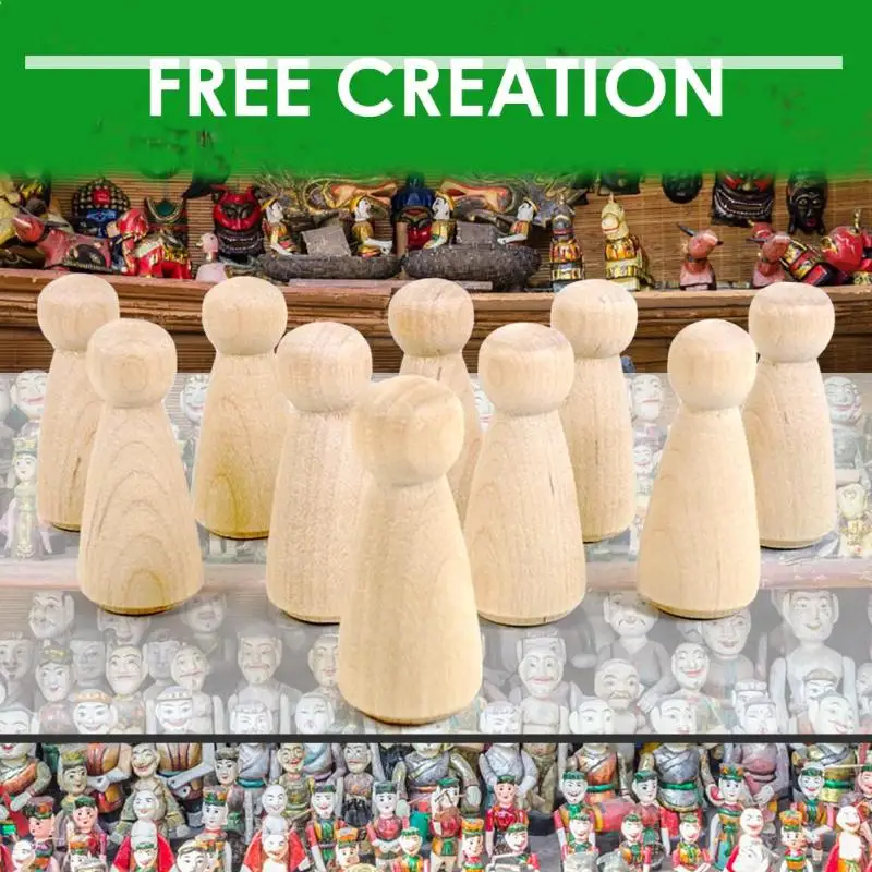 5/10pcs Wooden Peg Dolls Unpainted Figures DIY Arts Crafts Supplies Kids Baby Toys for Wedding Cake Decoration Kids Painted Toys
