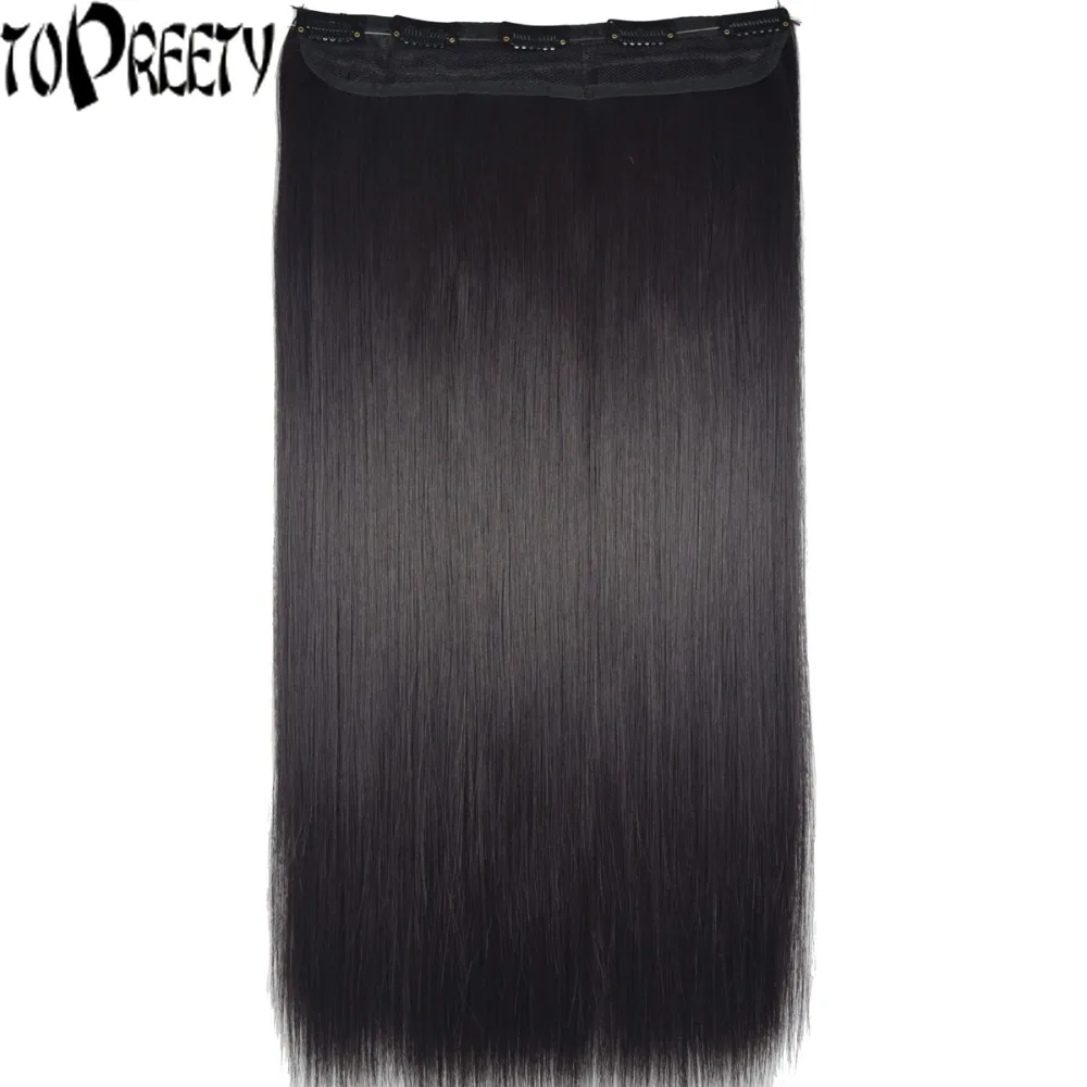 

TOPREETY Heat Resistant B5 Synthetic Hair 28" 70cm 130gr Straight 5 Clips on clip in Hair Extensions