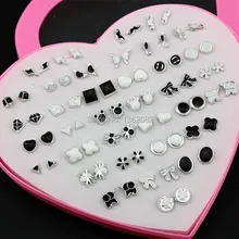 Ювелирных изделий 36 пар смешанных стилей черно-белые Мультяшные пластиковые серьги-гвоздики для женщин гипоаллергенные серьги ME189