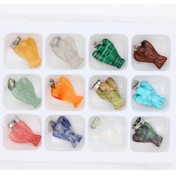 

Trendy-beads Attractive Design Wholesale 12 Pcs Various Style Stones Small Angel Shape Pendant For Christmas Gift