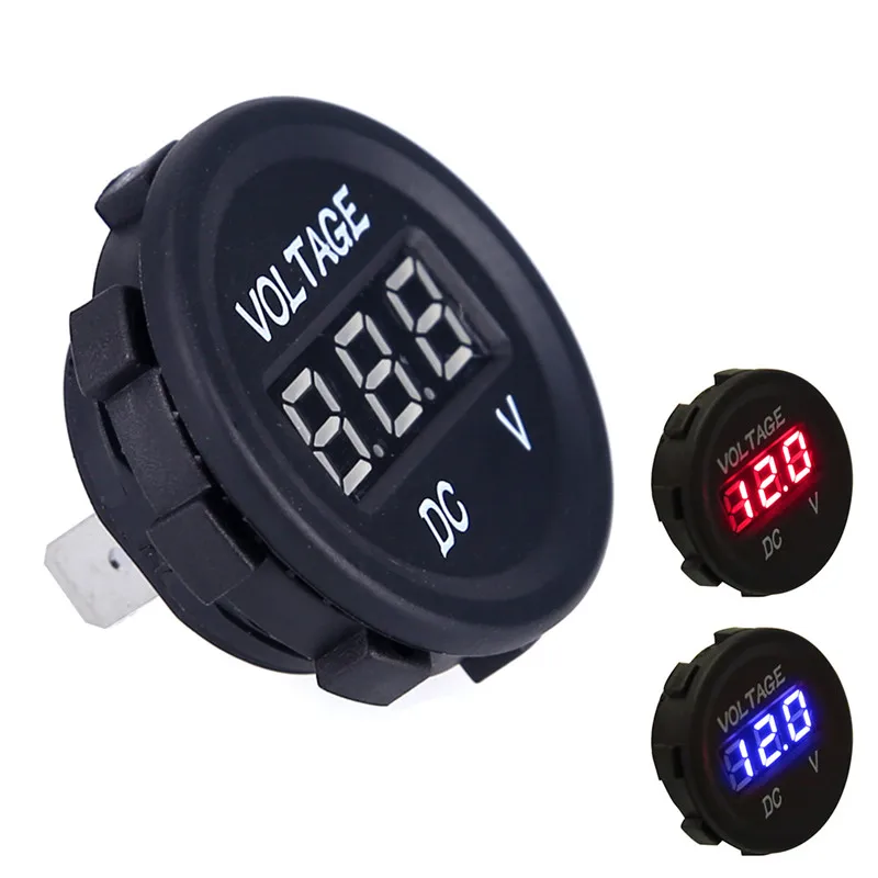 Car Motorcycle LED Digital Panel Round Voltmeter Meter Monitor DC 12V