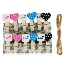 

12pcs Peach Heart Craft Wooden Banner Clips Pegs Bag Clip