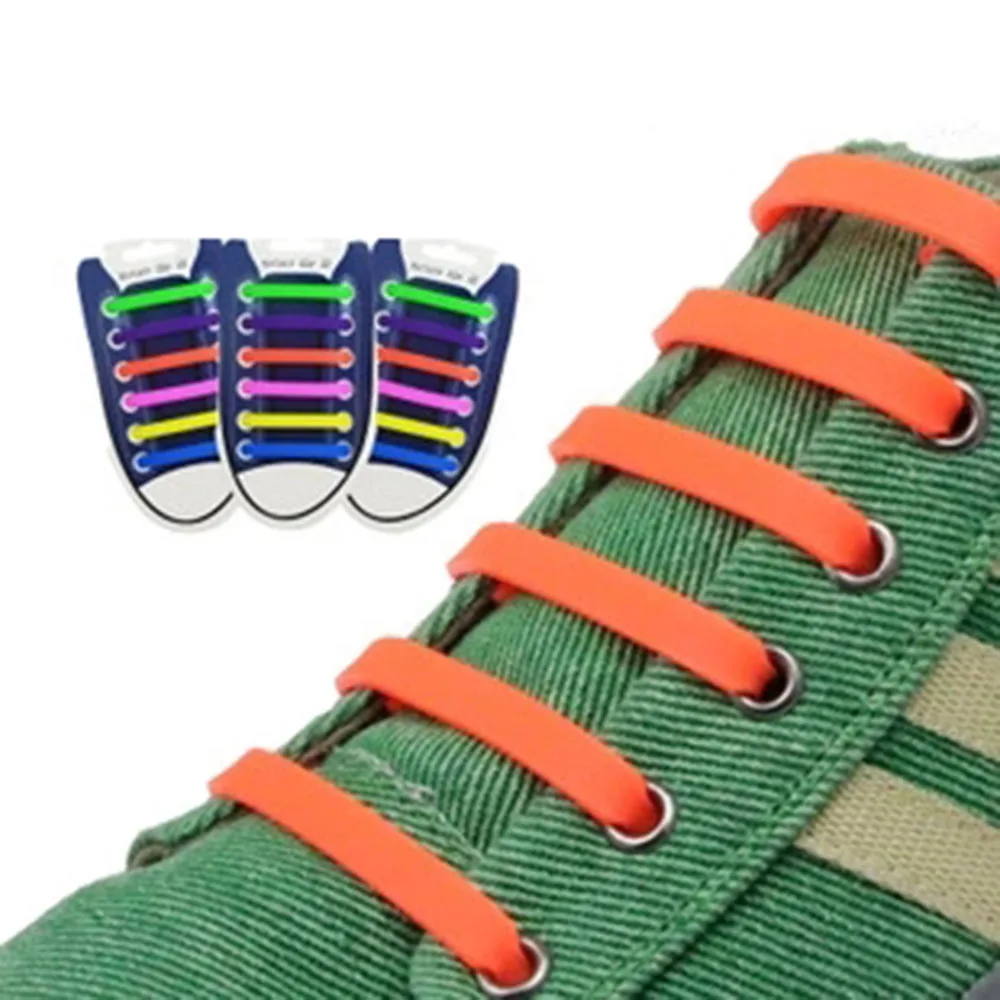 12pcs/set Elastic Silicone Shoelaces Creative Lazy Silicone Laces No Tie Rubber Lace Easy Shoes Accessories for man women unisex
