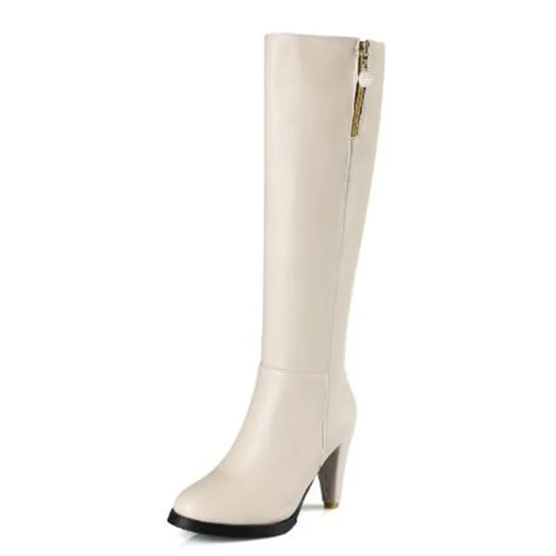 Women Boots Autumn and winter New style High-heeled Side zipper Boots Cashmere Keep warm fashion Women Boots plus size 34-45