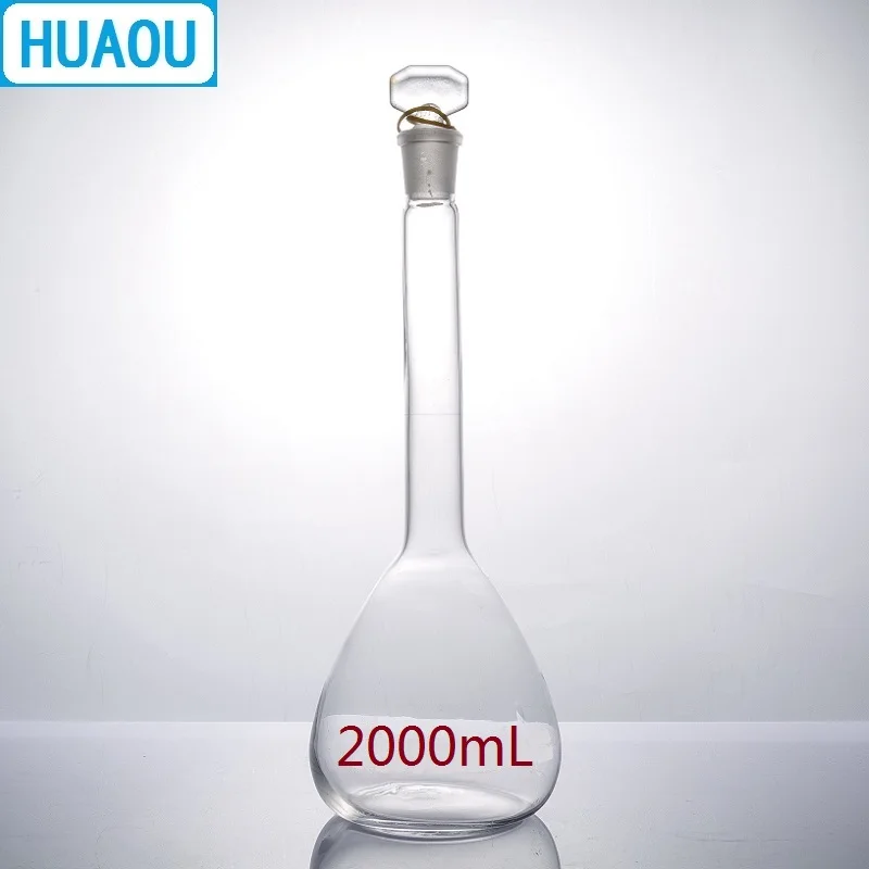 HUAOU 2000 мл объемная колба класс нейтральное стекло с одной градацией и стеклянной пробкой лабораторное химическое оборудование