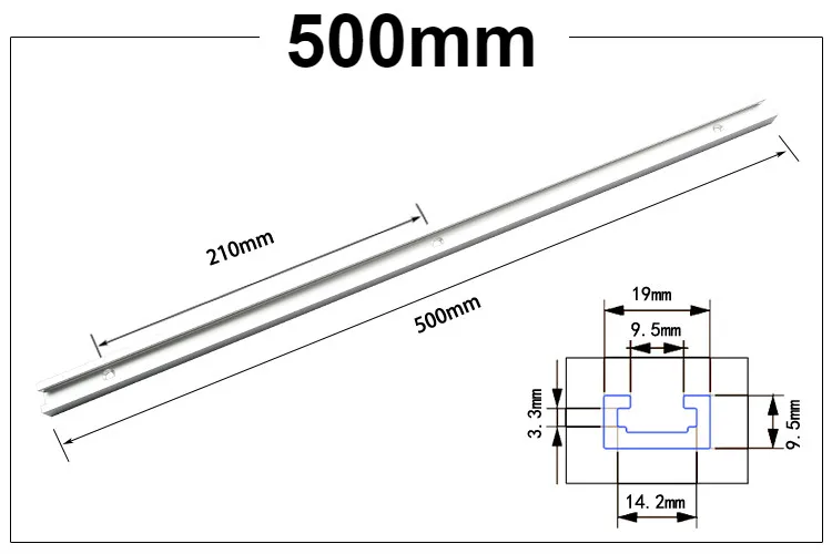 1 шт. алюминиевый сплав т-треки слот торцовочный трек джиг приспособление т-образный слот, деревообрабатывающий прессовый зажим, т-винт т-слайдер, блок давления - Цвет: 1Pc 500mm T-track