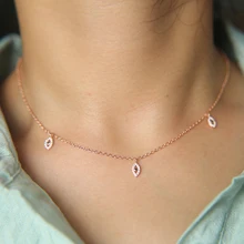 Три цвета, Очаровательное ожерелье с фианитами от сглаза, Стерлинговое Серебро 925 пробы, колье, элегантный подарок для женщин, модное ювелирное изделие, чокер