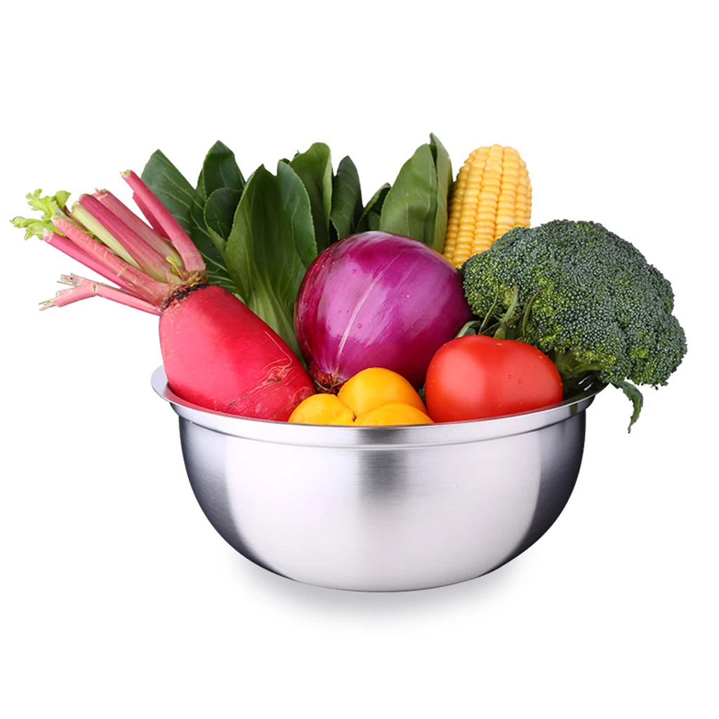 Large Stainless Steel Catering Washing Mixing Bowl Flat Base with Lid
