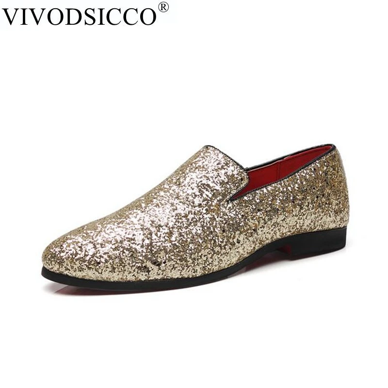 

VIVODSICCO Fashion Men Sequins Casual Shoes Designer Luxury Shoes Men Party Dress Shoes Zapatillas Deportivas Loafers Slippers