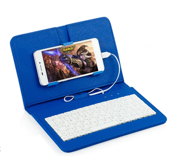 

Portable phone keyboard PU leather Micro USB Bluetooth keyboard case with mobile phone case Holde Samsung HUAWEI