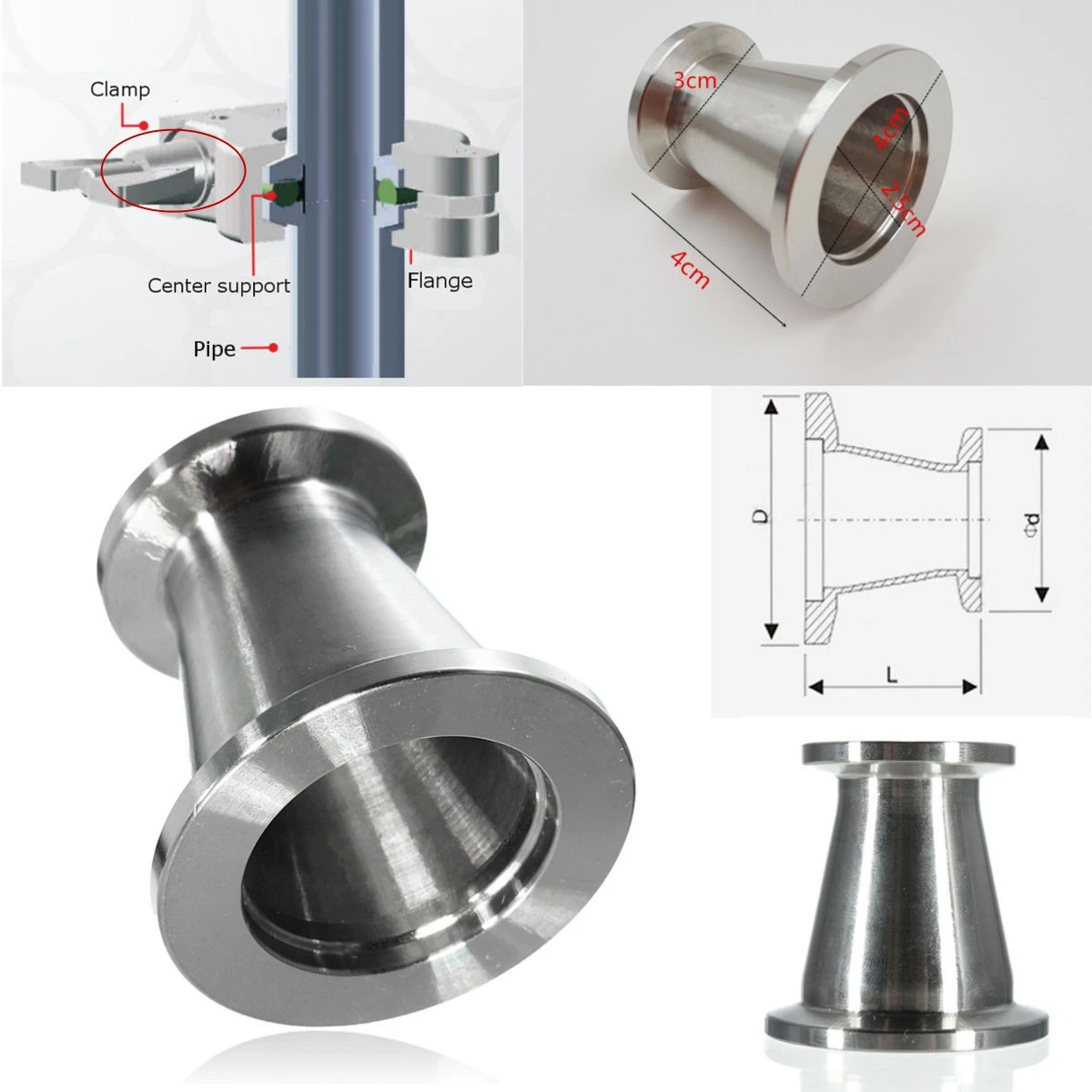 MroMax 304 Acciaio Inox KF16 Flangia a 10 mm Tubo in Gomma Adattatore per Vacuum Tone Argento 1 pz MroMax 304 Acciaio Inox KF16 Flangia a 10 mm Tubo in Gomma Adattatore per Vacuum Tone Argento 1 pz