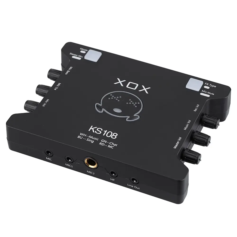 

KS108 USB Audio Interface Network Online Singing Device High-Definition Audio Mixer Sound Card for Recording Hosting Speech