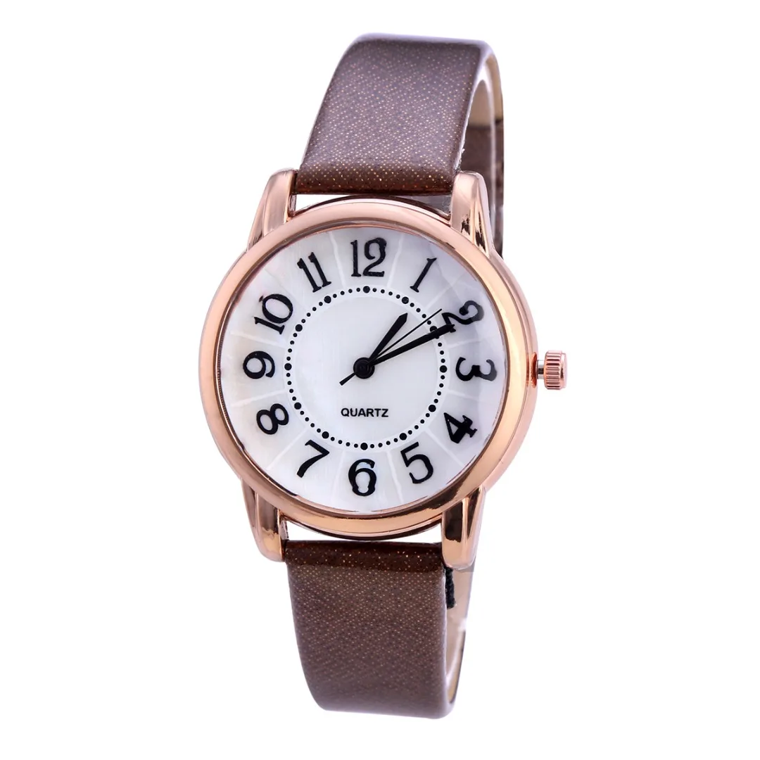 Faux Leather Arabic Numbers Watch  Fashion Casual Women Analog Quartz Watchh Female Wristwatches Relogio Feminino Shellhard