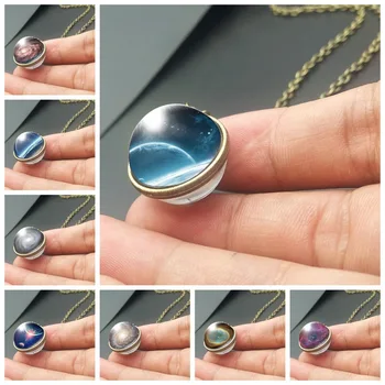 

Constellation double-sided glass vast starry black hole Cosmic wonder necklace geometric round ball nature time lucky necklace