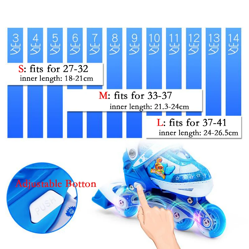 شحن مجاني حذاء تزلج بعجلات أحذية التزلج الأسطوانة للأطفال الطفل مع خوذة حامي الركبة قابل للتعديل وامض عجلات Patines