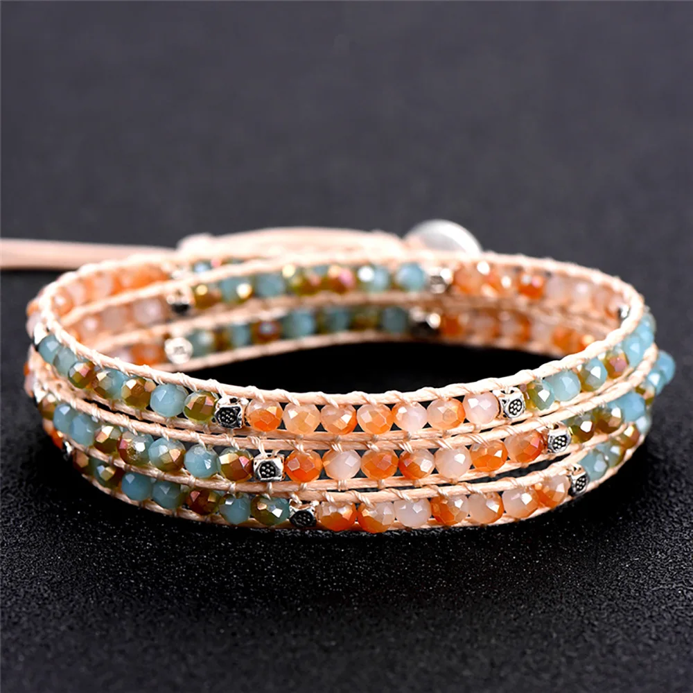 Multicolour Glass beads Handmade Weaved Long Bracelet & Bangle For