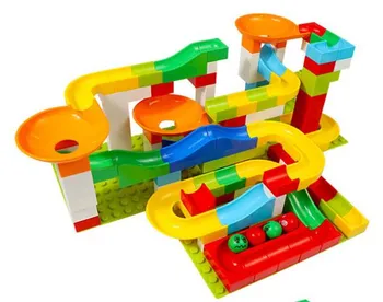 

Marble Race Run Slide Brick Maze Ball Track Building Block Compatible all brand Duploed for baby gift 74/296pcs