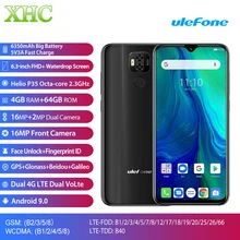 Мобильный телефон Global Ulefone power 6 Android 9,0, 6,3 '', 4 ГБ, 64 ГБ, Восьмиядерный процессор Helio P35, две sim-карты, 16 МП, камера, аккумулятор 6350 мАч, смартфон