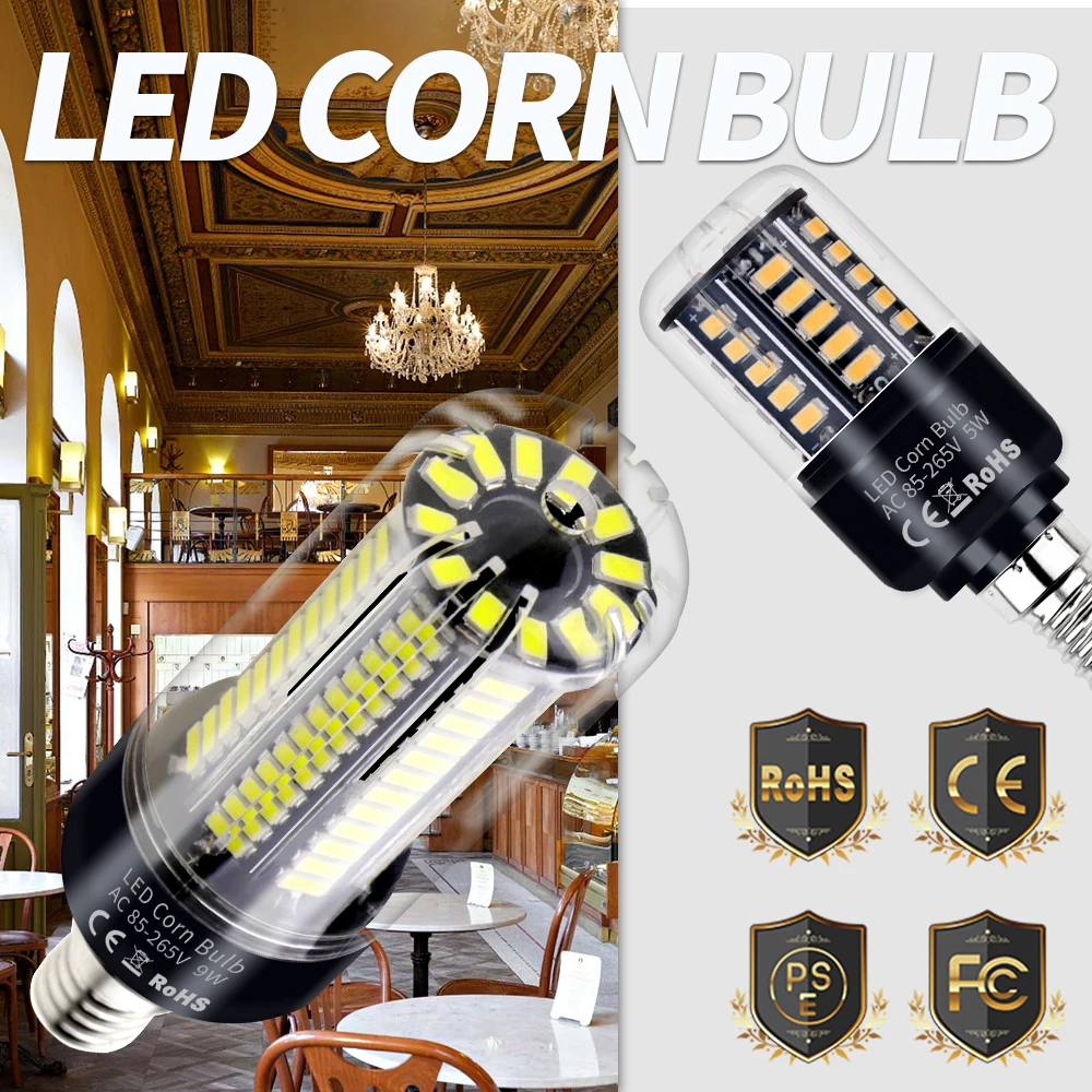 

LED Bulb E27 Led Corn Light E14 Bombillas LED Candle Lamp 3.5W 5W 7W 9W 12W 15W 20W No Flicker Energy Saving Home Light 5736SMD