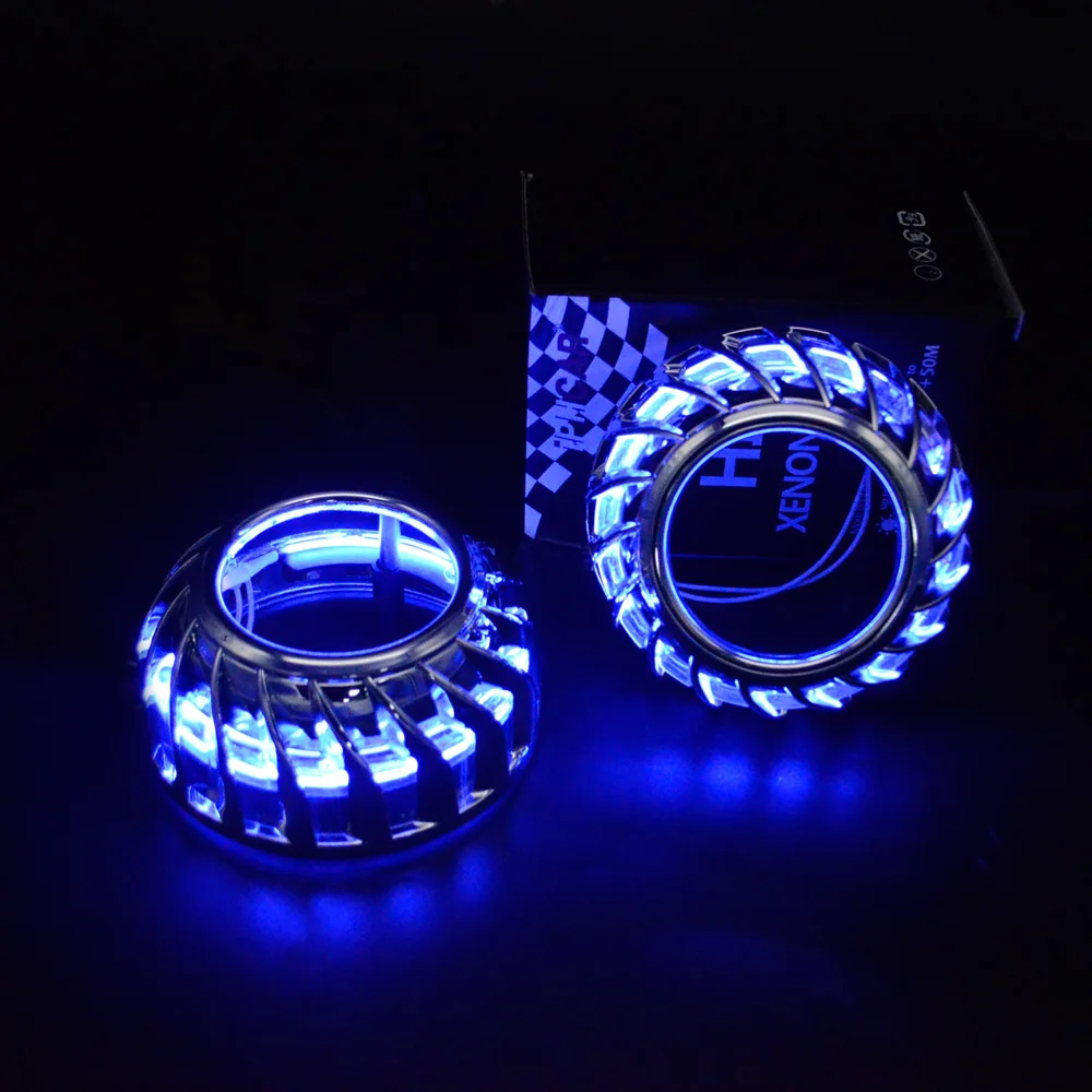 2 шт. 2,5 дюймов DRL кожухи ангельские глазки Led день бег ангельские глазки белый автомобиль би ксенон Hid ксенон комплект Hid проектор Объектив фары