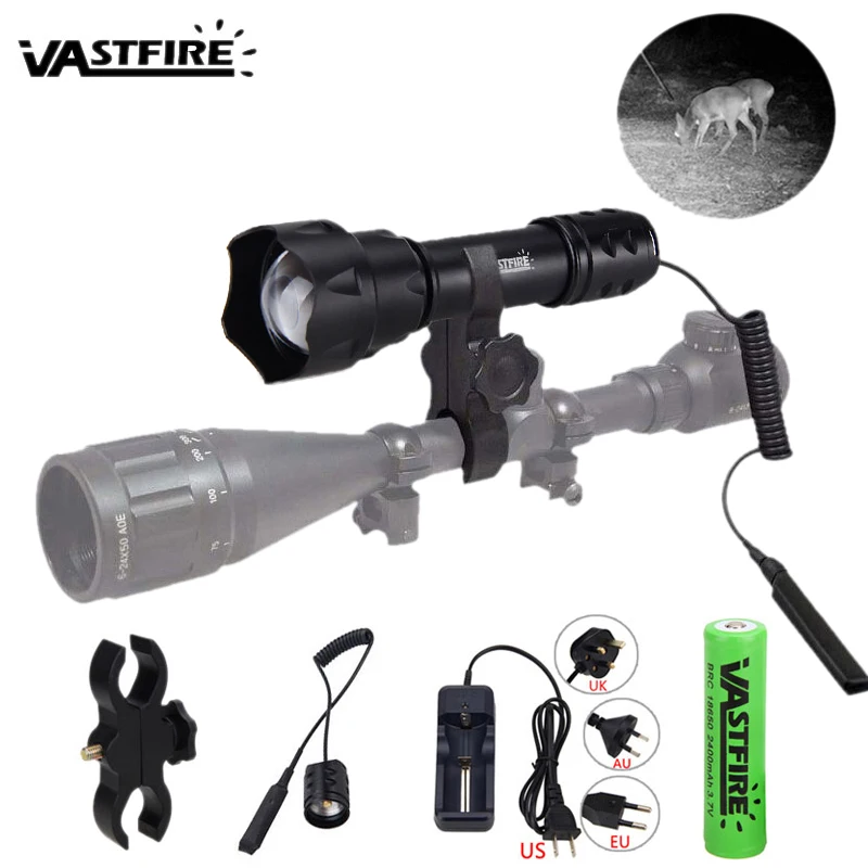 

7W T20 IR 850nm 1Mode LED Night Vision Flashlight Infrared Light Adjustable Zoomable Tactical 38mm Convex Lens Torch Spot light