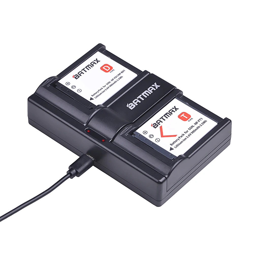 2 Pz Np-Fd1 Np-Bd1 Np Bd1 Fd1 Batteria + Caricatore Doppio Usb Per Sony Dsc T300 Tx1 T900 T700 T500 T200 T77 T900 T90 T70 T2 G3 S930