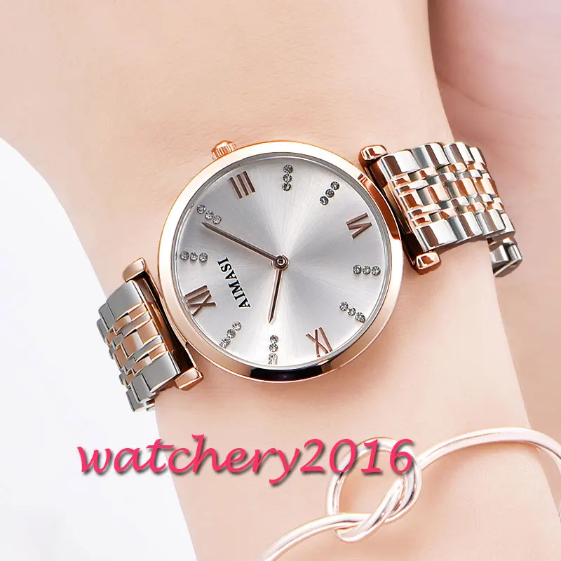 

relogio feminino Fashion 32.3mm AIMASI grey diamond dial rose golden plated case Analog Automatic movement Women's Watch