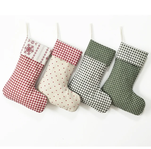 1pc Gingham Christmas Stocking Christmas Gift Bag With Red Gingham 1pc Gingham Christmas Stocking Christmas Gift Bag with Red Gingham and Green Gingham Christmas Decoration - 1pc Gingham Christmas Stocking Christmas Gift Bag With Red Gingham