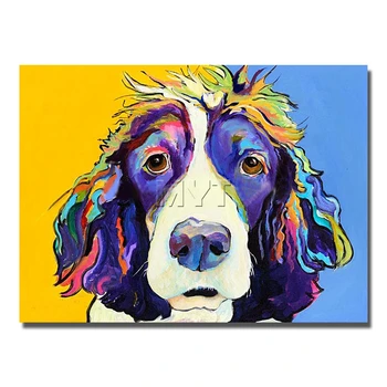

Large Size Dog Painting no Framed and With framed Canvas Palette Knife On Canvas Picture Living Room Decor Handpainted Art