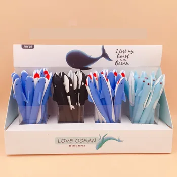 

48pcs/box cute cartoon sea animal shark silicone gel pen creactive stationery students Rollerball Pen Writing Pen