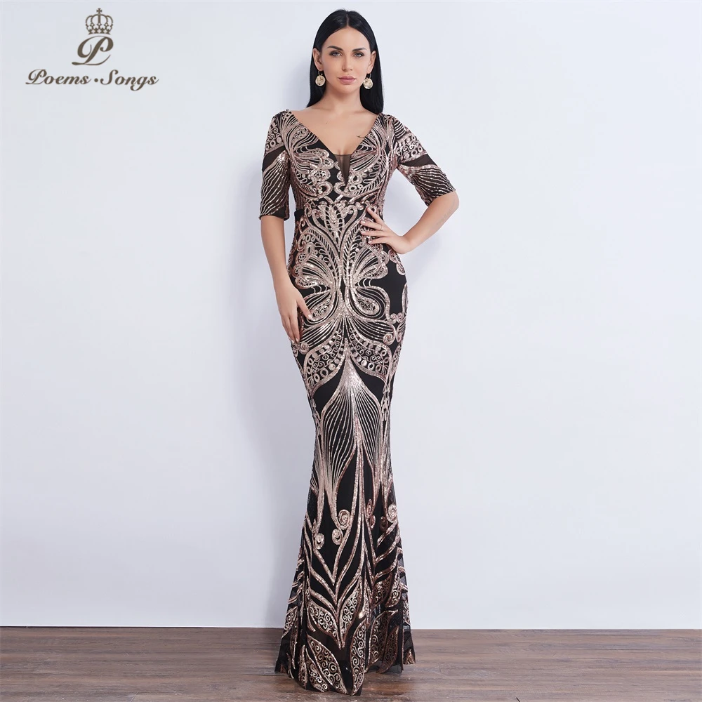 Вечернее платье с рукавом до локтя и бабочкой блестками vestido de festa Формальное