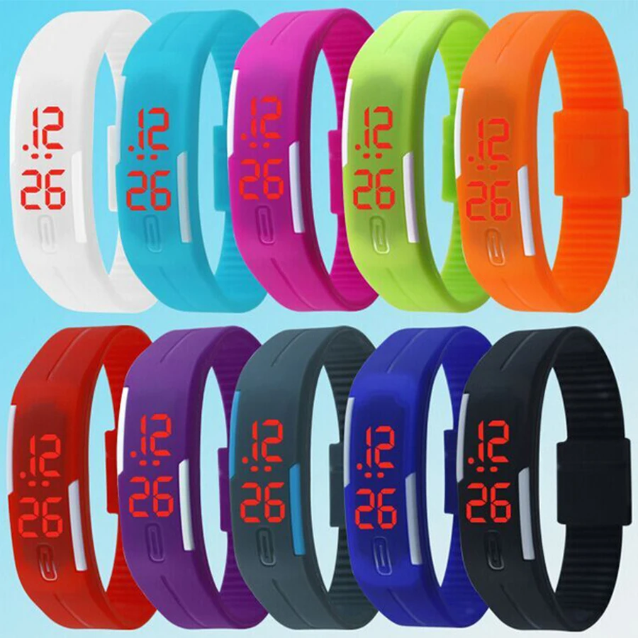 

2016 new design LED watch women fashion sports watches silicone candy multicolor touch screen digital man Wristwatch bracelet
