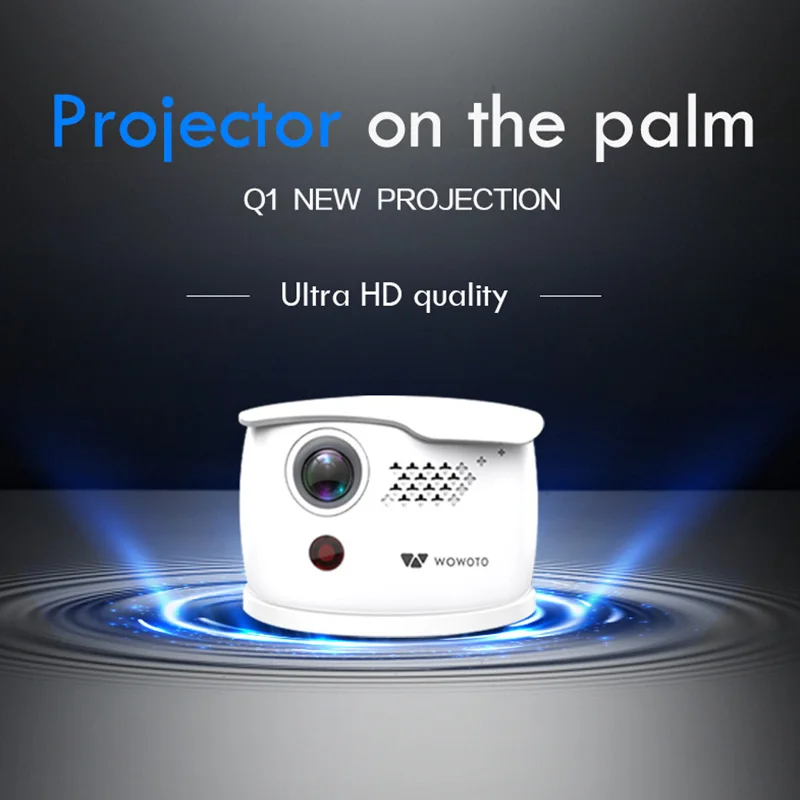 

WOWOTO Mini Projector 854*480 Resolution Android Wi-Fi Bluetooth LED Portable HD projector Home Cinema Manual focus Optional Q1