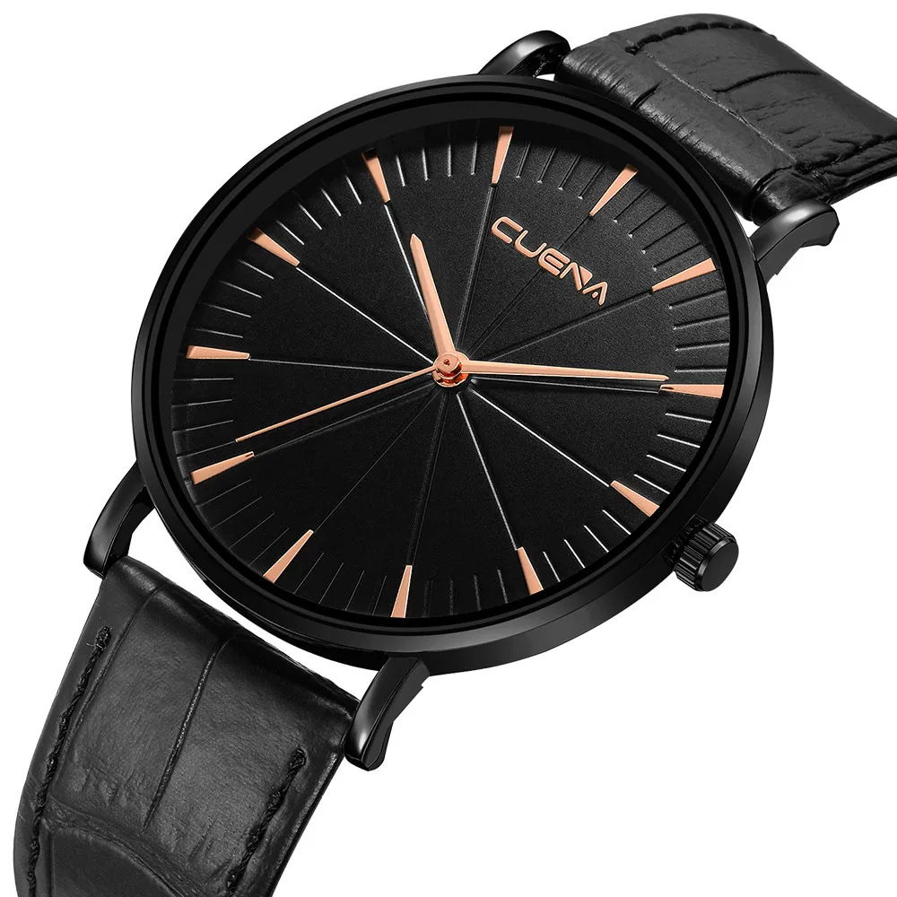 

CUENA Brand Watches Men Fashion Calendar Clock Luxury Leather Strap Quartz Male Wrist Watches Gift Relogio Masculino Clock 2019