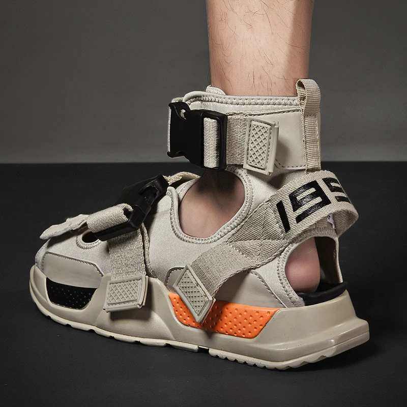 

Open Toe 2019 Summer Mens High Top Shoes Gladiator Sandals Designers Platform Comfortable Beach Sandals Male Canvas Men Sandalss