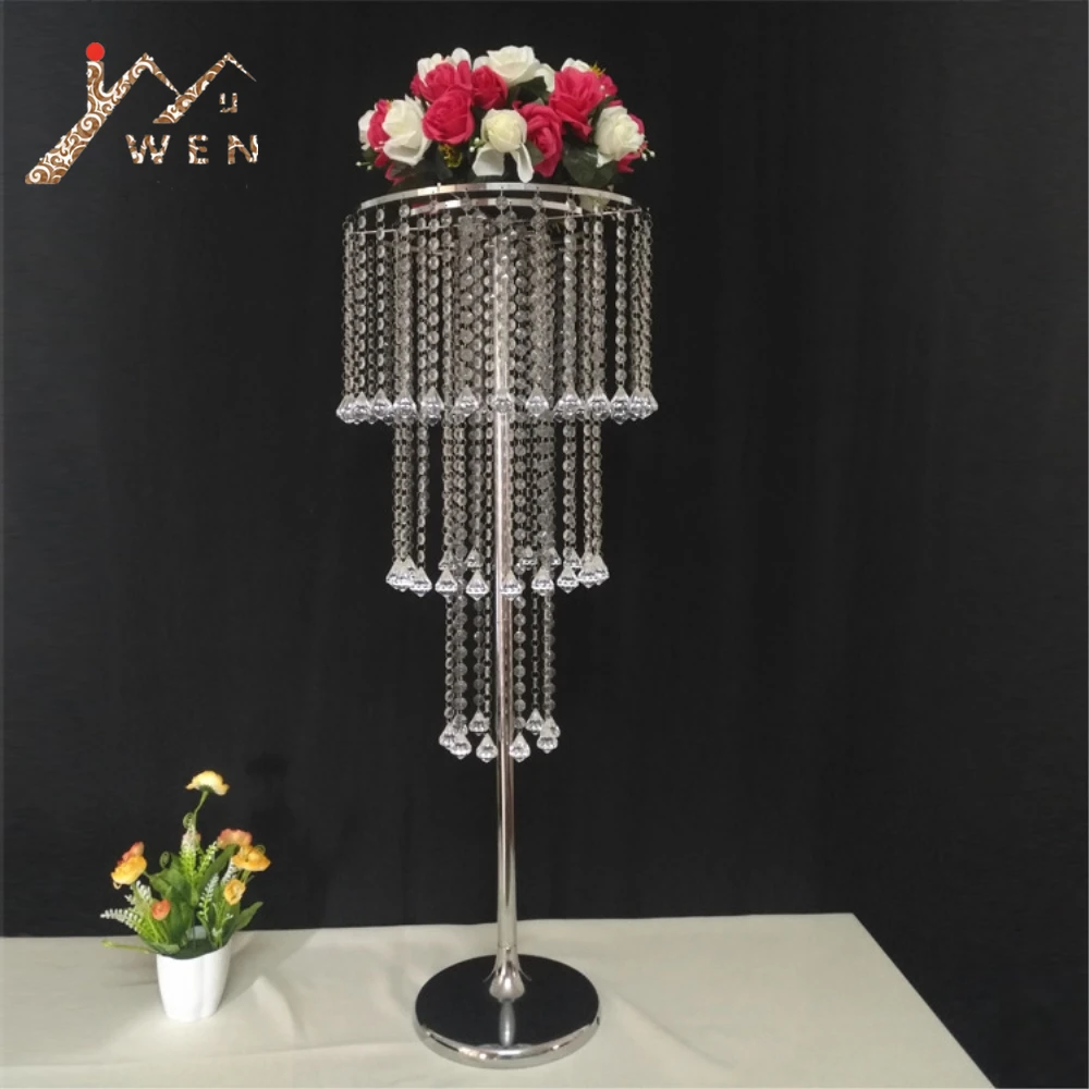 

Acrylic Crystal Flower Rack Three Ties Wedding Centerpiece / Exquisite Table Flower Road Lead With Pendant Party For Home Decor
