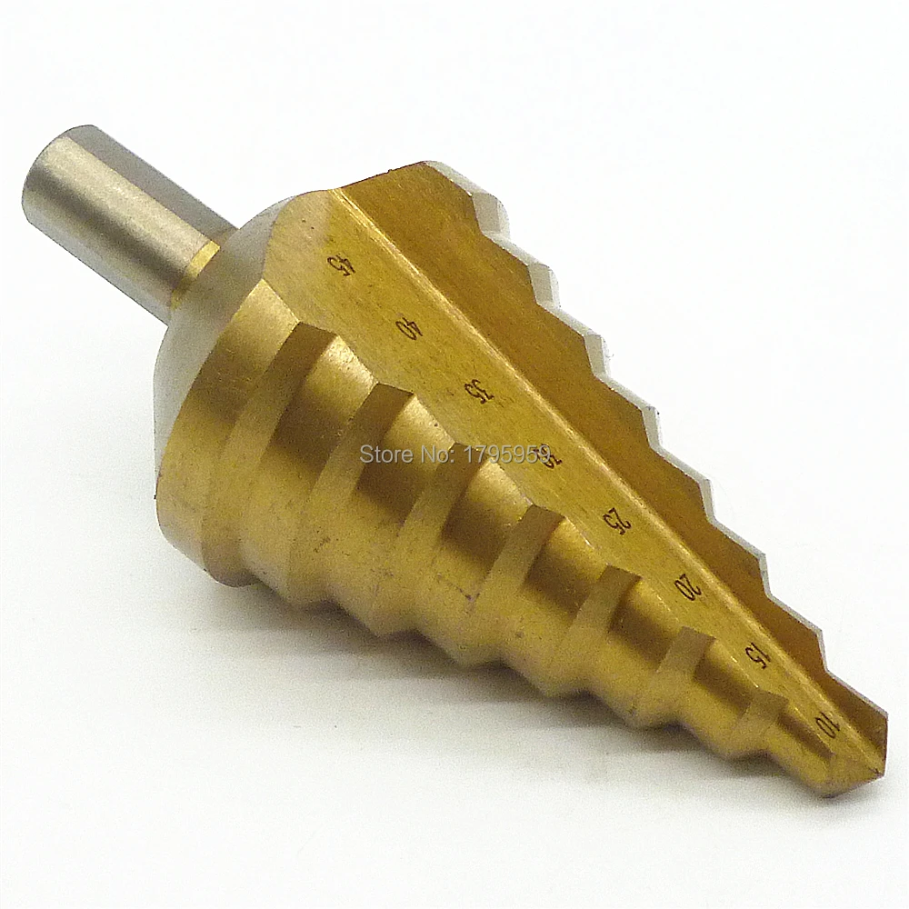 HSS Titanium Coated Step Cone Drill Bits Hole Saw Cutter Tool 8 Steps