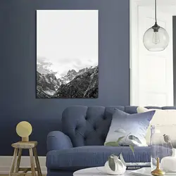 Уточнение простой стиль черный, белый цвет Снежная гора A3 Безрамное полотно HD с масла Картины Плакаты фотографии Новые