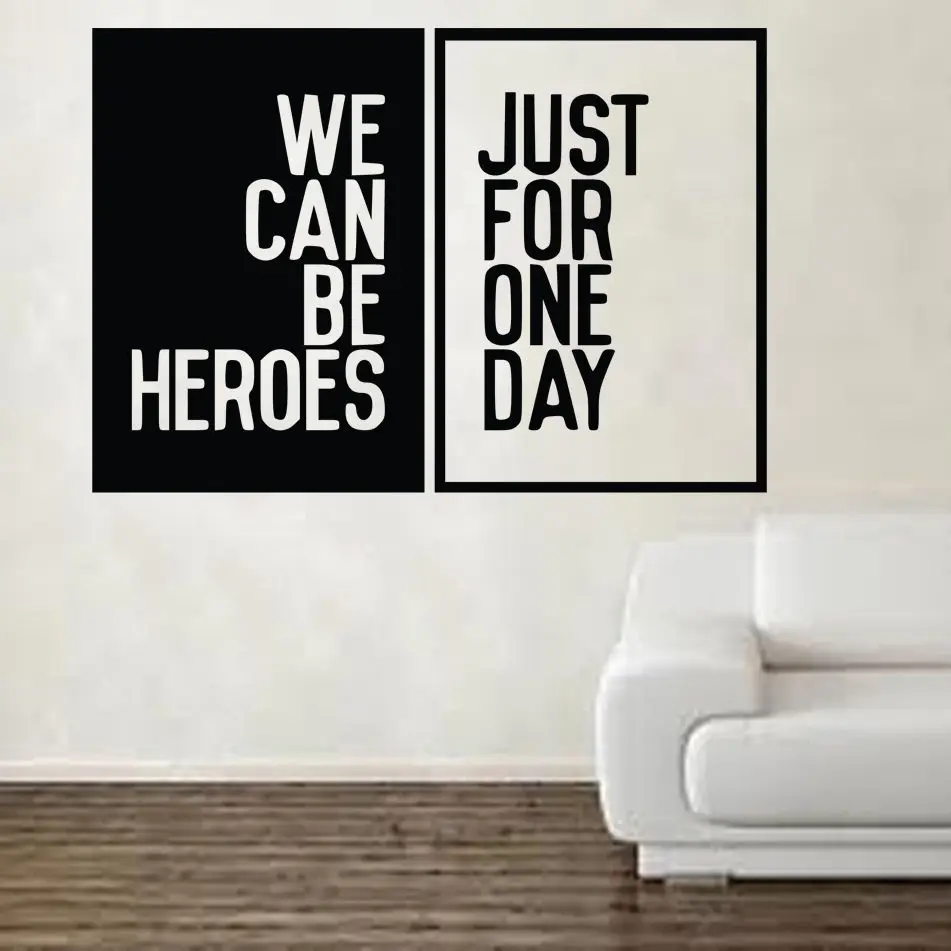 David Bowie Heroes Song Music Lyrics Wall Sticker Art Artisitc