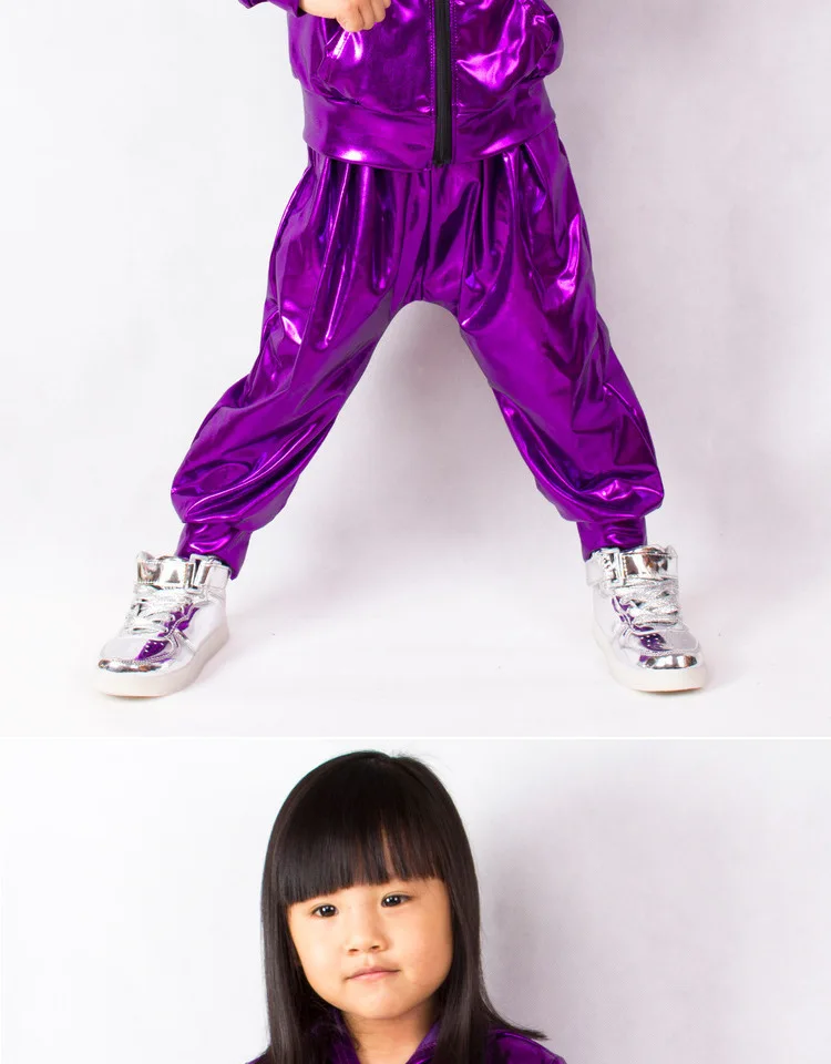 Модная весенне-Осенняя детская куртка-бомбер одежда для сцены блестка feminina casaco фиолетовое танцевальное пальто в стиле хип-хоп