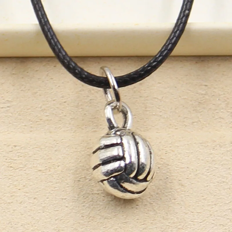 Прочный черный искусственный кожаный для волейбола шнур чокер Шарм DIY ожерелье с кулоном в ретро-стиле серебряное тибетское в стиле бохо