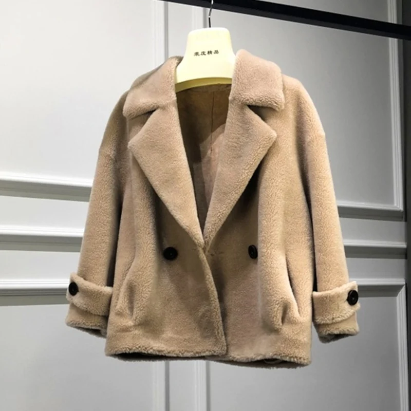Gours Genuine Shearling Jackets for Women Fashion Natural Wool Real Fur Overcoats Thick Warm In Winter 2018 New Arrival 1803 | Женская