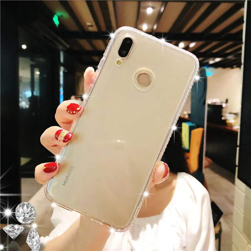Для huawei P20 P30 Pro mate 20 Lite Nova 4 3 мягкий силиконовый чехол из ТПУ с бриллиантами для Honor