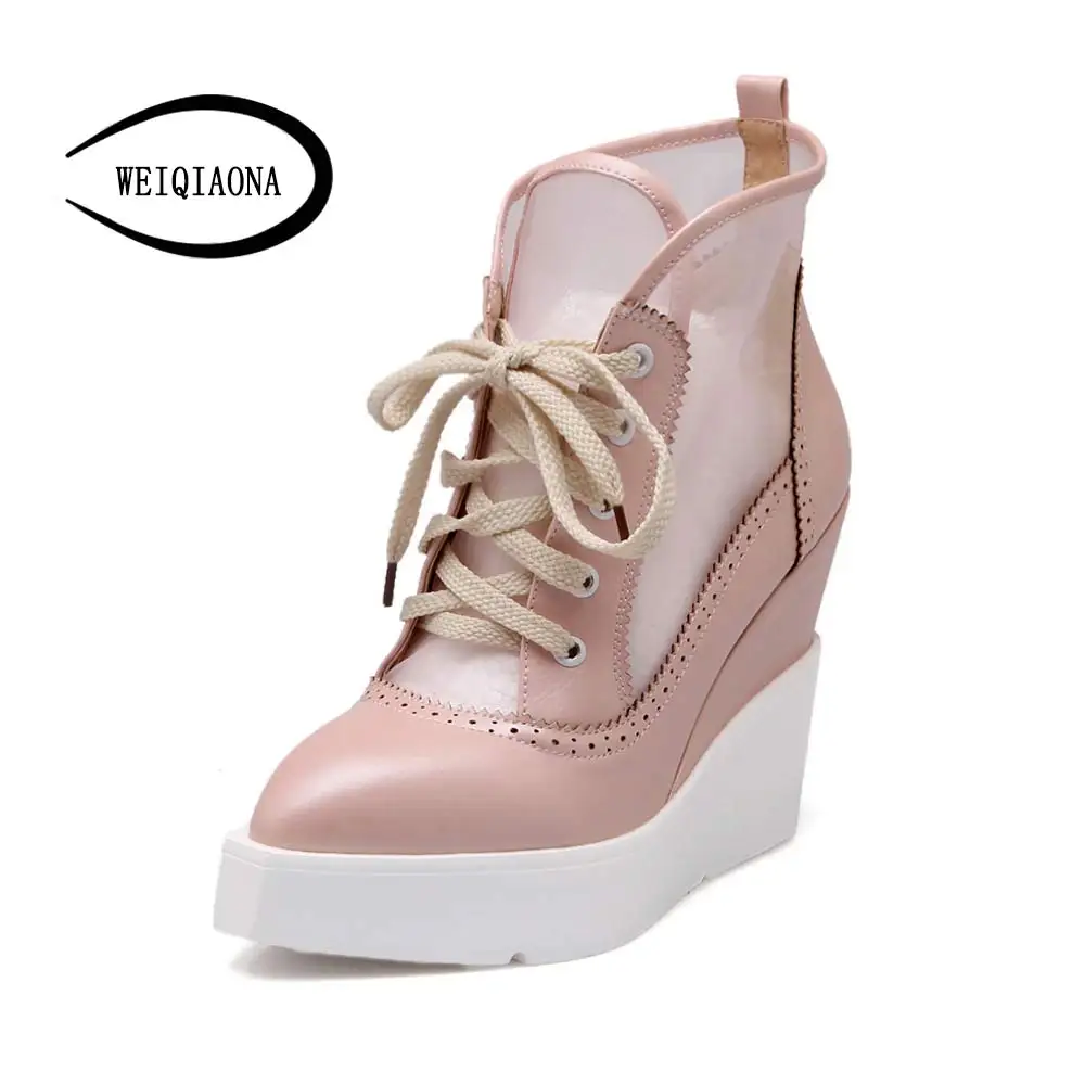 Mesh Platform Wedge Lace Up Open Toe Shoes Mesh Platform Wedge Lace Up Open Toe Shoes
