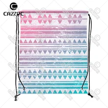 Розовый зеленый градиент цвета полоса ацтекский, племенной геометрический индивидуальный принт нейлон ткань шнурок рюкзак подарочный